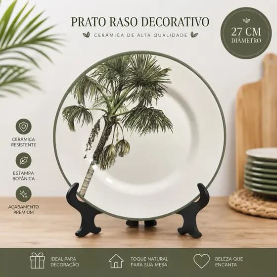 Prato Avulso Rasos Malibu Coqueiro 29cm 1ª Linha Alleanza