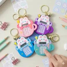 Mini Calculadora Chaveiro Coelho Com Jogo Labirinto 2 em 1 Kawaii