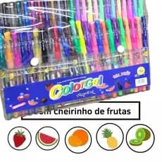 KIT 24/36/48/60 Caneta Gel Colorgel Com Cheiro Frutas Canetinhas Coloridas Perfumadas