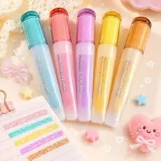 Marca Texto com Glitter Zodiac Signs Candy Colors Escolar Kawaii Fofo