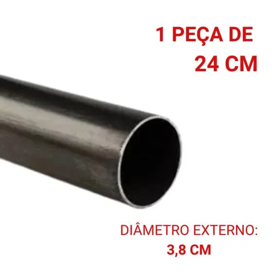 Metalon Redondo 38mm ( 1.1/2 P ) Tubo Preto De Aço - chapa 2mm - 24cm