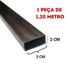 METALON 30X20 MM (3X2 CM) BARRA RETANGULAR DE AÇO - 1 PEÇA DE 1,20 METRO - Espessura 1,2mm