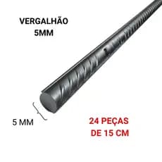 Vergalhão 5mm - 24 Peças de 15 Cm