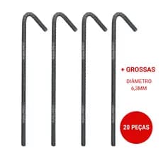 ESTACAS PARA BARRACA DE CAMPING GAZEDO BEACH TENIS EM VERGALHAO 6,3MM - 20 UNIDADES