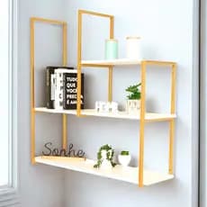 Prateleira Industrial Metal e Madeira Completa Moderna Decoração Parede Kit Prateleiras Reforçadas