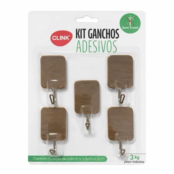 Suporte de Parede Adesivo Clink 10 Unidades Gancho Sem Parafusos Para Parede Suporte Para Toalhas, Panos e Utensílios