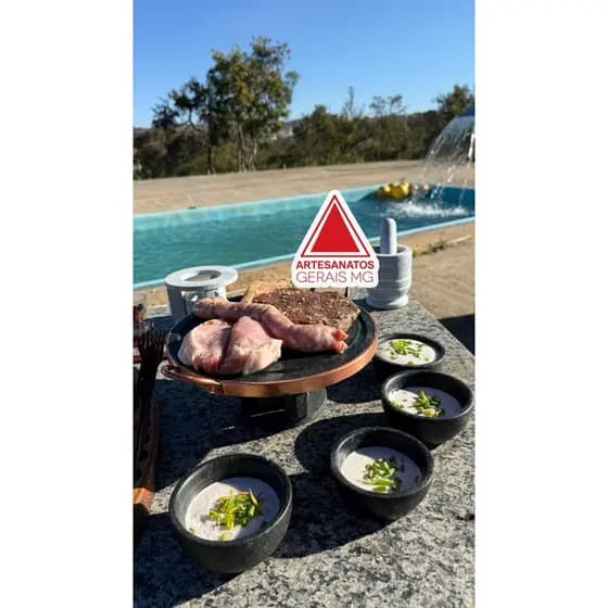KIT  FONDUE PEDRA SABÃO 7 PEÇAS COZINHA SAÚDAVEL