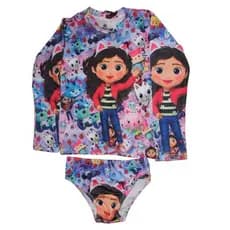 Roupa UV Infantil com calcinha conjunto de proteção UV menina biquíni moda praia