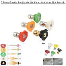 kit 5 Bicos Engate Rapido Para Lavadoras Alta Pressão, 5 Bicos Cada um um tipo lege