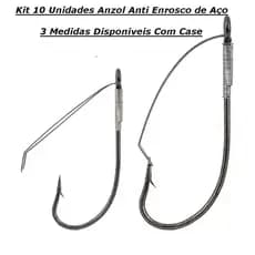 Anzol Anti Enrosco Aço Carbono cromado Kit 10 unidades , Com case ,3 Medidas disponivel