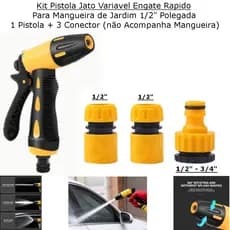 Kit Pistola Jato Variavel Engate Rapido Para Mangueira De Jardim, (OBS: Não Acompanha Manngueira)