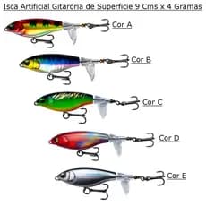 Isca Artificial Giratorias de Superficie 9 Cms x 4 Gramas, Muito Atrativas