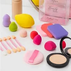 Kit com 12 Mini Esponjas de Maquiagem Profissional Diversos Formatos para Base, Corretivo e Pó