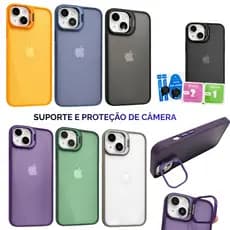 Capa capinha iPhone 11 14 15 Pro Case Anti-Impacto C/ Anel Suporte Retrátil + Película de Câmera ios