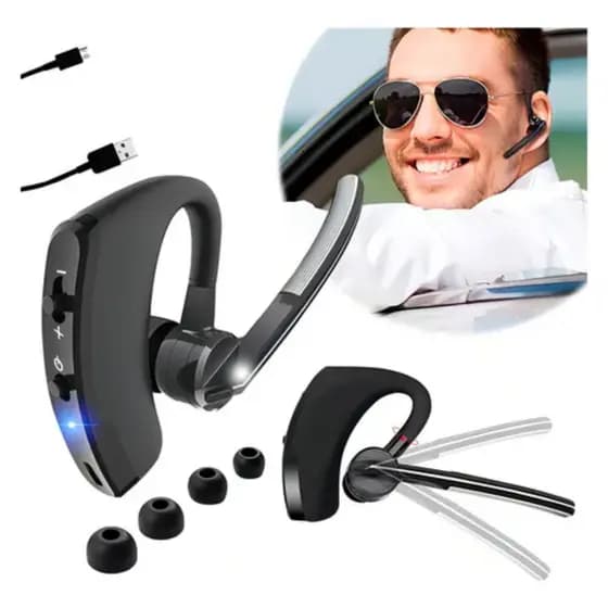Fone de Ouvido Bluetooth V8 Original Gancho de orelha Unilateral Earbuds C/ Microfone de comunicação