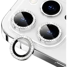 Película Protetor de Lente de Câmera com Pedrinhas Strass para iPhone 11 12 13 14 15 16 17 Pro e Max