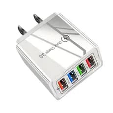 Carregador De Parede Turbo Quick Charge 3.0 Com 4 Portas USB 3.1A Adaptador de Tomada Rápido Celular iPhone Android