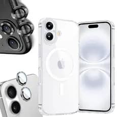 Capinha Capa Magnetica Transparente Cristal Anti Impacto p iPhone 17 + Lente Película de Câmera Vidr