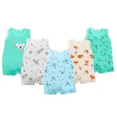 Kit Roupa De Bebê 5 Peças Macacão Regata Banho De Sol Verão