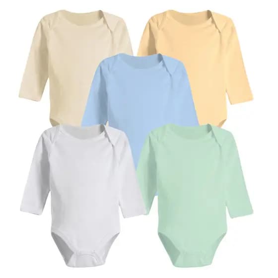 Kit Enxoval Roupinhas de Bebê 5 Peças Body Manga Longa Liso