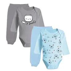 Conjunto Kit Roupa de Bebê 4 Pçs Body Manga Longa e Mijão Cor Reativa