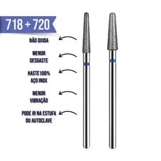 Kit Brocas Diamantadas Profissionais 718 e 720 – Para Manicure e Acabamento de Unhas