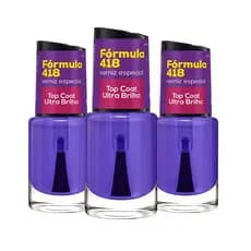 Kit Top Coat Ultra Brilho Verniz Especial Fórmula 418 Acabamento Brilhante E Duradouro - Cora