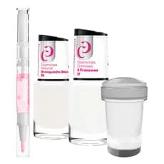 Kit Unhas Francesinha Óleo Cutícula Esmalte Branco Carimbo Silicone Fácil Aplicação Profissional