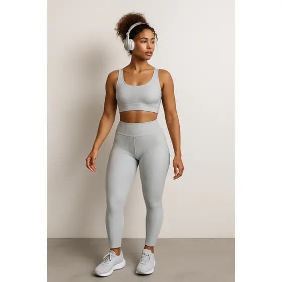 Conjunto Academia Feminino Fitness Calça Cintura Alta Cós Alto Top Canelado Roupa de Treino