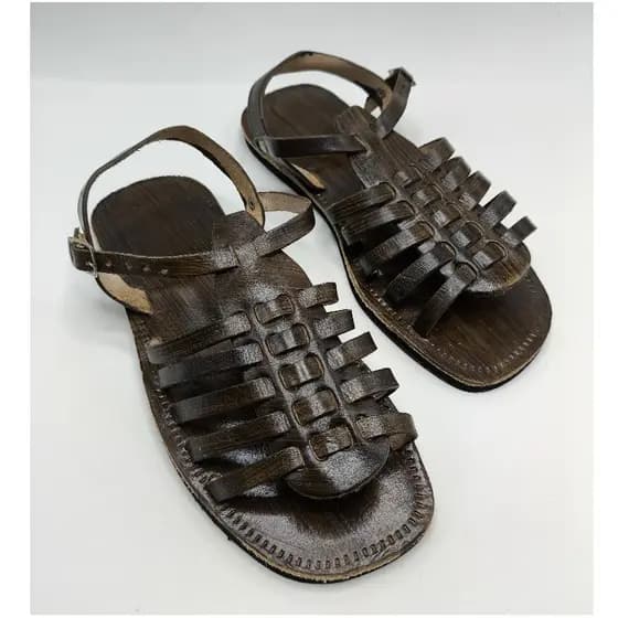 Sandalia de Couro Lisa Tradicional Promoção Marron Unisex