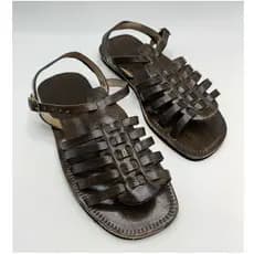 Sandalia de Couro Lisa Tradicional Promoção Marron Unisex