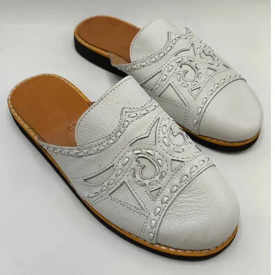 Mule de Couro Pantufas Promoção Couro Legítimo Branco