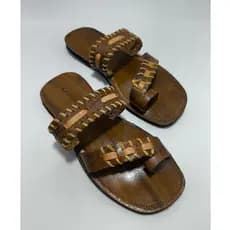 Chinelo de Couro Chinela Artesanal De Dedo Tradicional Marron Promoção