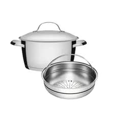 Cuscuzeira e Cozi Vapore 3,1L 20cm  Inox Fundo Triplo 2 Peças Tramontina Allegra