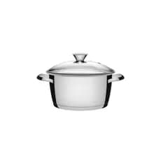 Panela Caçarola Funda em Aço Inox 18 cm 2,2 L com Fundo Triplo e Tampa de Vidro Allegra Tramontina