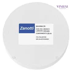 Elástico Zanotti Savana Nº25 24mm 25 Metros Branco Cru Alta Elasticidade e Resistência