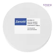 Elástico Zanotti Savana Nº12 11mm 100 Metros Branco Cru Alta Elasticidade e Resistência