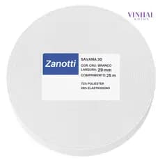 Elástico Savana Nº30 Zanotti 29mm 25m Branco Cru Resistente Para Costura e Confecção