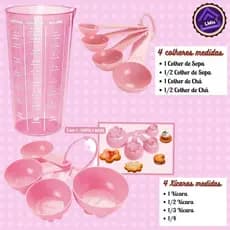 Kit Medidores 9 peças Copo Medidor dosador colher medidoras
