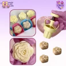 Kit Ejetor Molde Para Massas Brigadeiro e Doces Blue Star Max Flor Arabesco Docinhos Gourmet