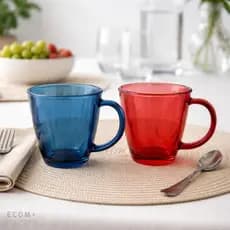 Jogo de Canecas Xícaras Grande Vidro Coloridas Café Chá 365ml