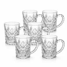 Jogo 6 Xicara Diamante Vidro Transparente 190ml Café Chá