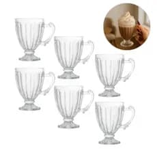 Jogo 6 Xícaras De Vidro Caneca Cristal Renaissance Imperial Para Capuccino Chá Café 190ml