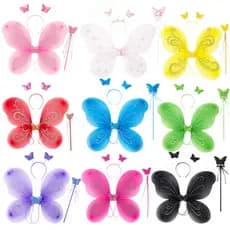Kit 5/10 Asa de Borboleta Fada Fantasia Festa Infantil Criança Adulto Asa Tiara Varinha