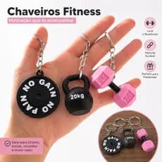 Kit 3 Chaveiros Academia Fitness em Impressão 3D Halter Kettlebell Anilha