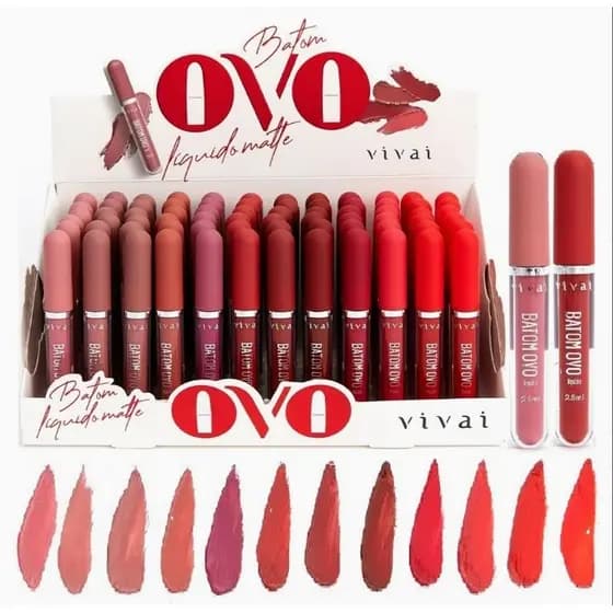 Batom Ovo Líquido Matte Vivai. Batom Ovo. Batom Líquido. Batom Matte.Batom Vivai.