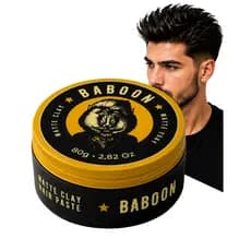 Pomada Modeladora de Cabelo Matte Clay - Baboon  Efeito Seco 80g Hidratação Anti Frizz