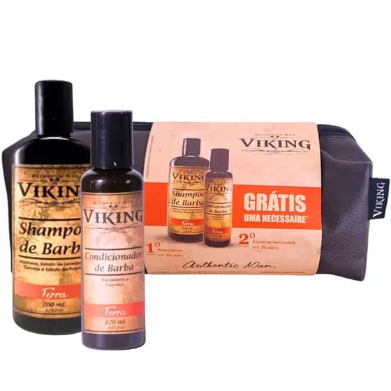 Kit Necessaire Shampoo e Condicionador de Barba  PERFUME AMADEIRADO HIDRATAÇÃO LIMPEZA