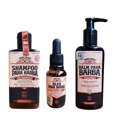KIT PARA BARBA SAN BERNARDINO SHAMPOO BALM OLEO HIDRATAÇÃO BRILHO CRESCIMENTO