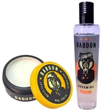 KIT GROOMING E POMADA MODELADORA MATTE CREAM BABOON FINALIZAÇÃO PENTEADO FIXAÇÃO